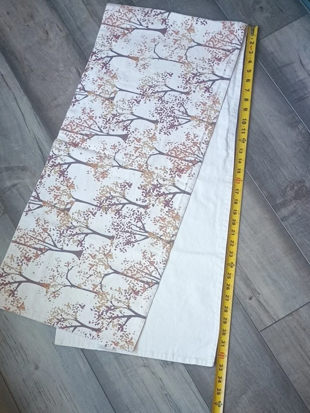 Able Tree Pattern Table Runner in White, Brown, Gold